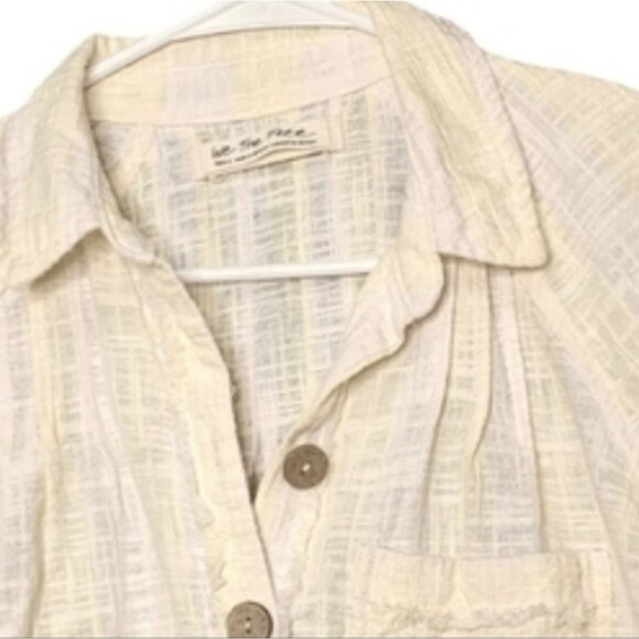 Free People We The Free Away At Sea Yellow Striped Frayed Hem Top size S - Picture 3 of 12